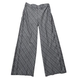 Spanx Dress Pants Womens XL Black Check Ponte Wide Leg Pull On Stretch Shaping